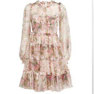 NWT Needle & Thread Floral Swan Mini Dress Moonshine Floral